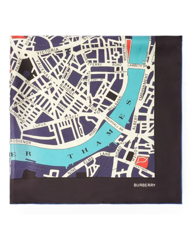 Burberry London-map silk scarf - Schwarz Schwarz