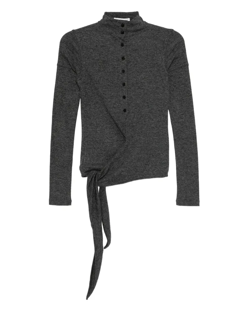 LOW CLASSIC Wickelbluse mit Knöpfen - Grau Grau