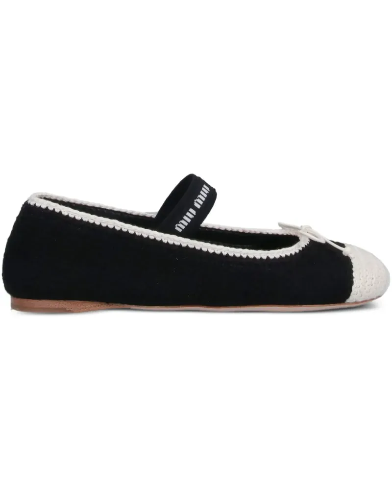 Miu Miu Ballerinas mit gehäkelter Schleife - Schwarz Schwarz