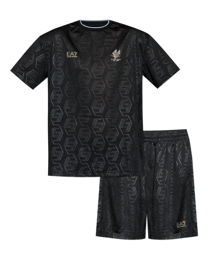 EA7 Gemusterte T-Shirts (2er-Set) - Schwarz Schwarz