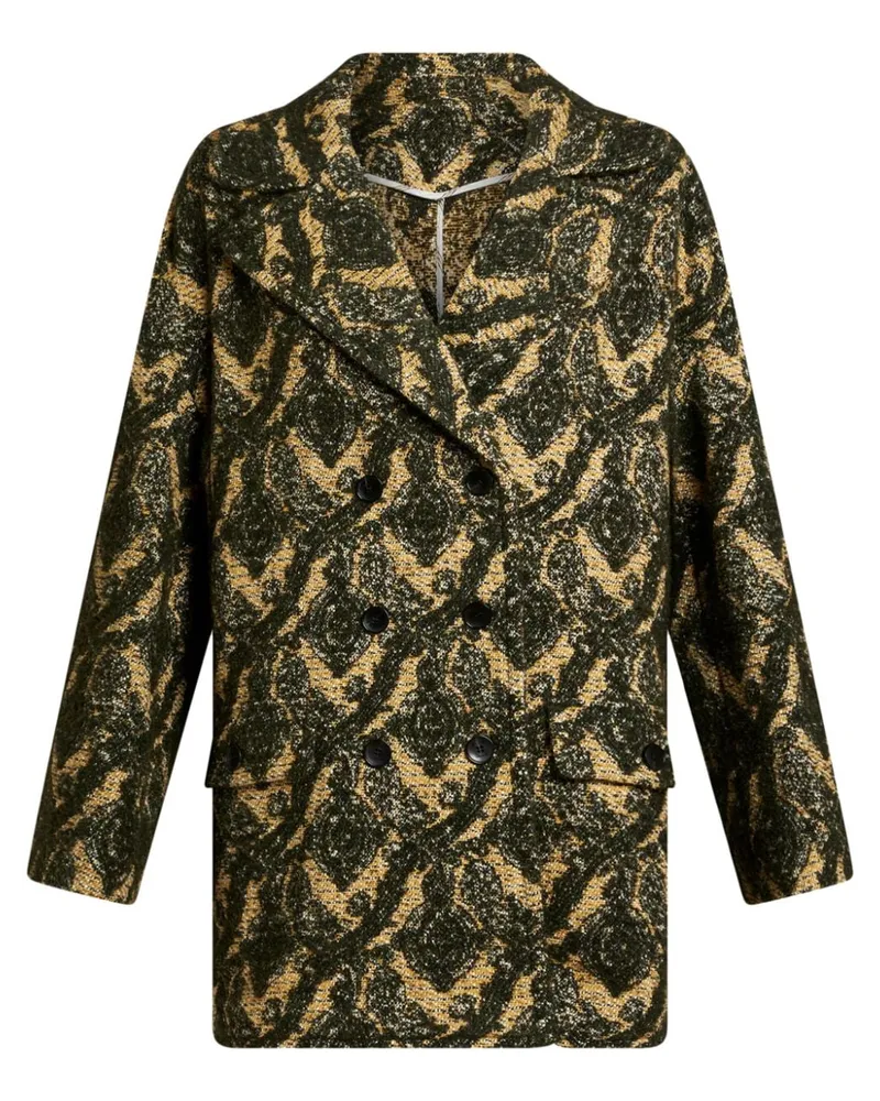 Etro Doppelreihiger Jacquard-Mantel - Grün Grün