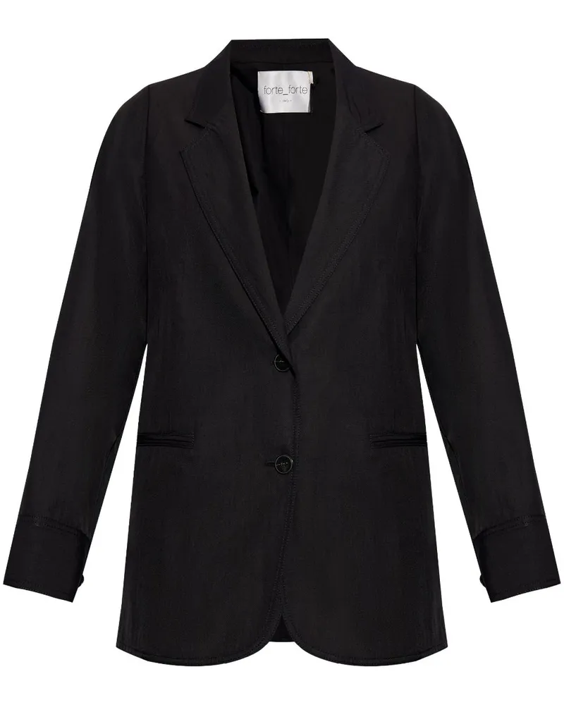 forte_forte Einreihiger Twill-Blazer Schwarz