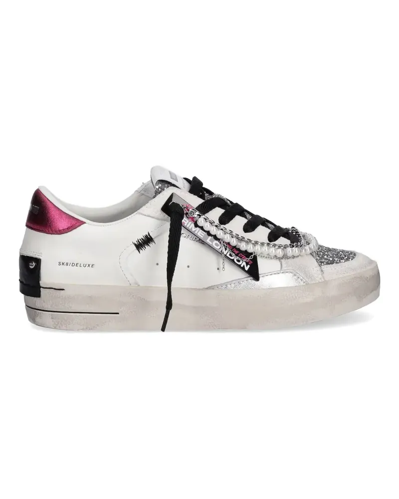 Crime Sneakers mit Perlenbesatz im Glitter-Look - Weiß Weiß
