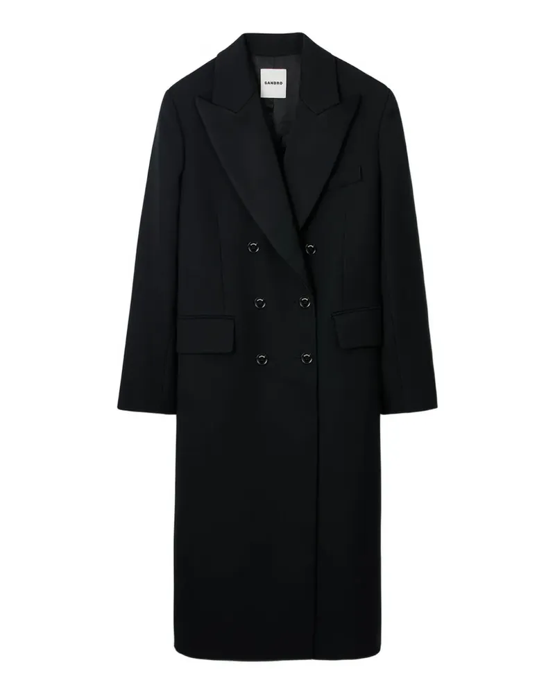 Sandro Doppelreihiger Mantel - Schwarz Schwarz