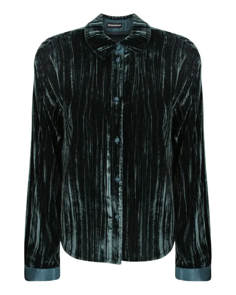 Emporio Armani plissé-effect velvet shirt - Grün Grün