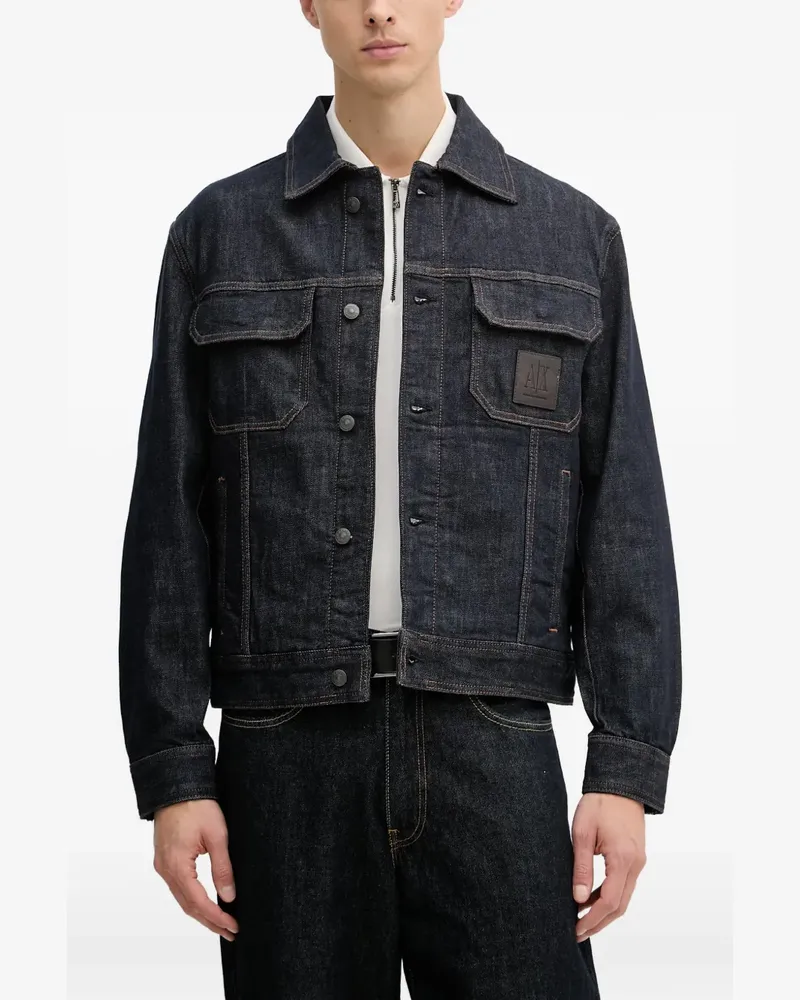 Armani Exchange logo-patch denim jacket - Blau Blau