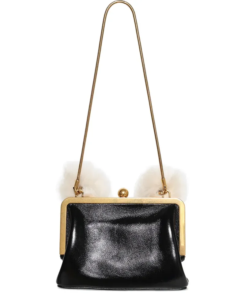 KHAITE Kleine Lilith Schultertasche mit Shearling-Band - Schwarz Schwarz