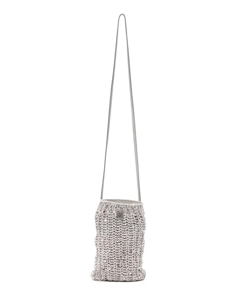 PANICALE Cashmere sequin-embellished cross body bag - Grau Grau