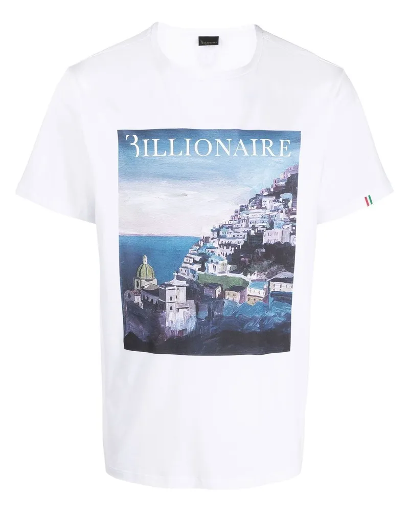 Billionaire T-Shirt mit grafischem Print Weiß