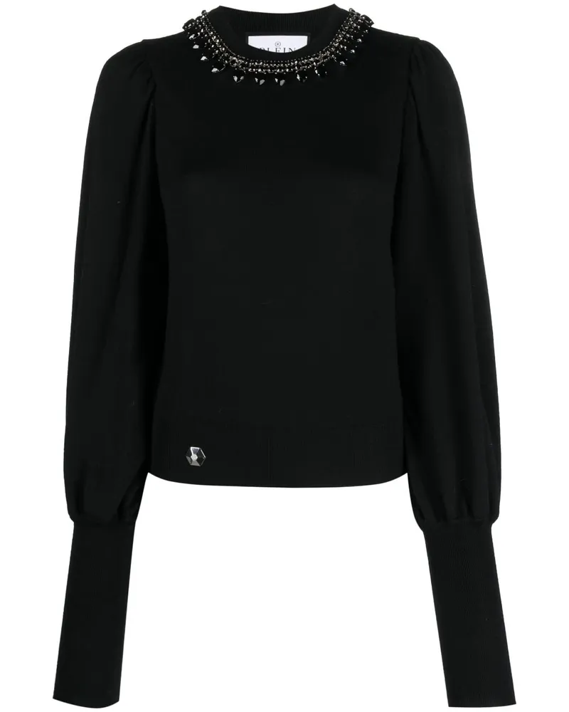Philipp Plein Gestrickter Pullover mit Kristallen - Schwarz Schwarz