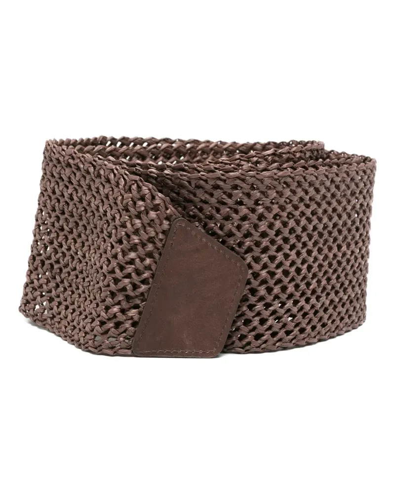 Antonelli Firenze woven leather-appliqued belt - Braun Braun