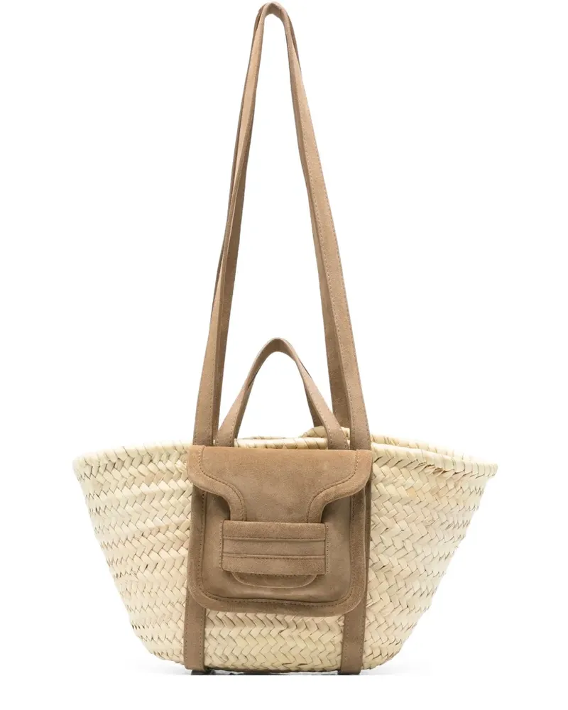 Pierre Hardy Tote Bag aus Raffiabast mit Wildlederdetails - Nude Nude