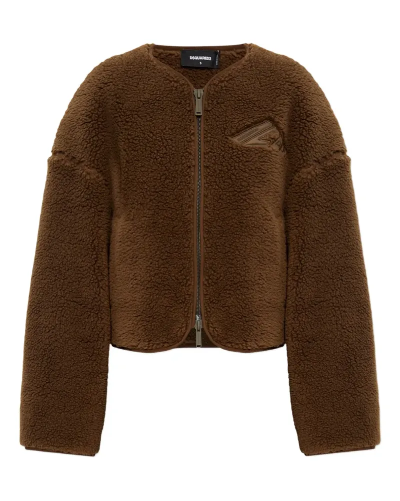 Dsquared2 Fleecejacke mit Logo-Stickerei - Braun Braun
