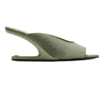 Wildleder-Mules mit offener Kappe - Grün
