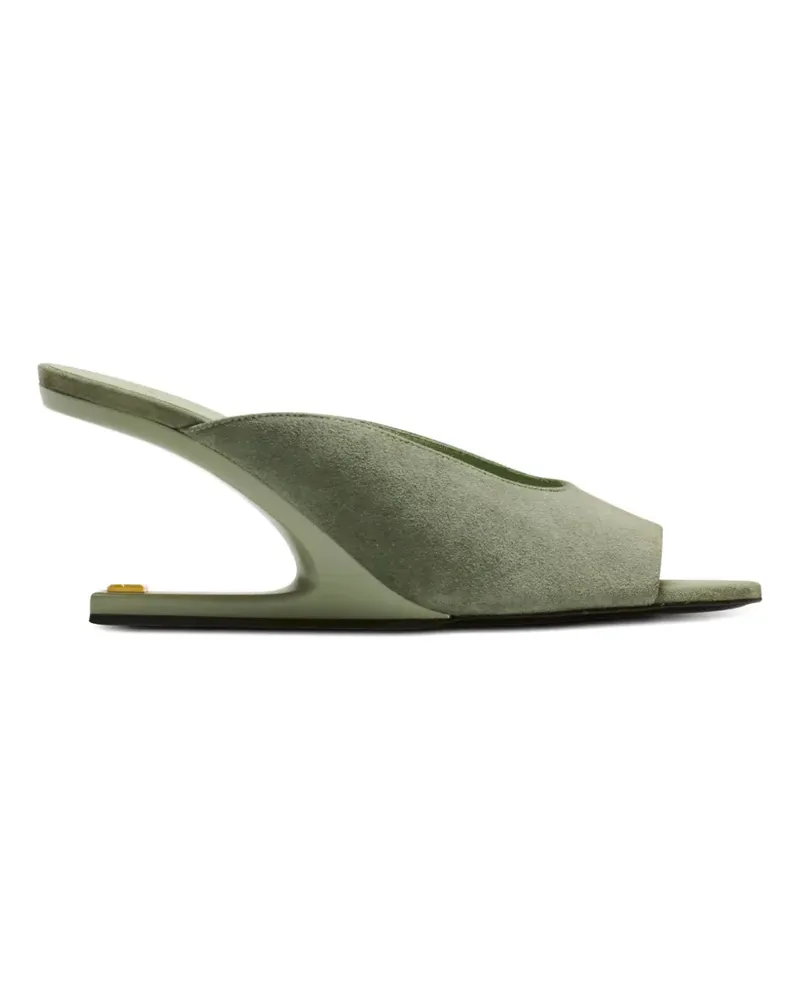 Balmain Wildleder-Mules mit offener Kappe - Grün Grün