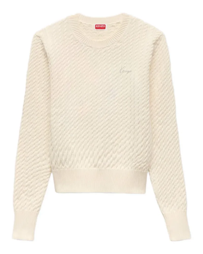 Kenzo cable-knit logo-embroidered sweater - Nude Nude