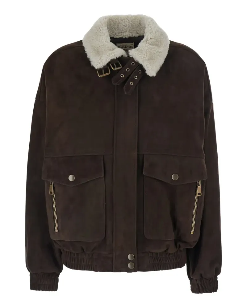 Semicouture Gloria Jacke mit Shearling-Kragen - Braun Braun