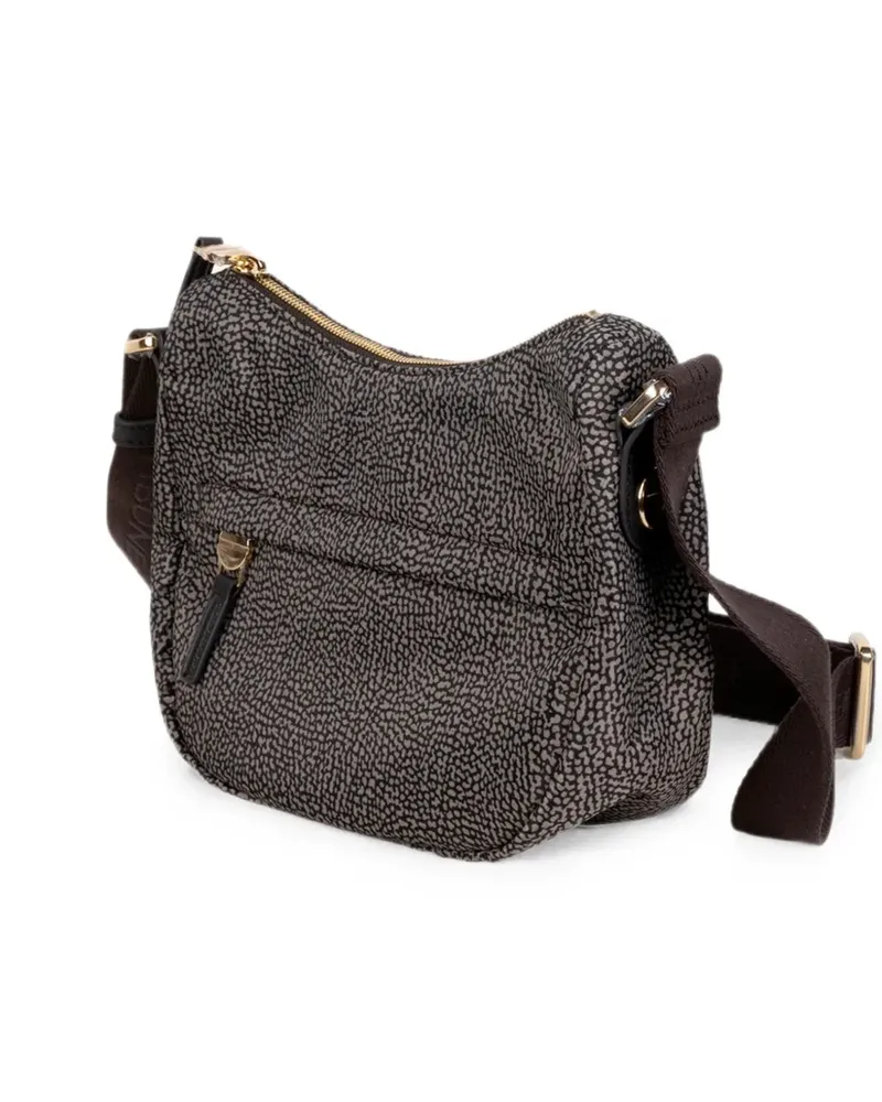 Borbonese Schultertasche mit OP-Print - Grau Grau