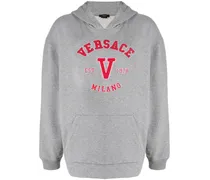 Hoodie mit Logo-Applikation - Grau