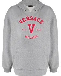 Versace Hoodie mit Logo-Applikation Grau