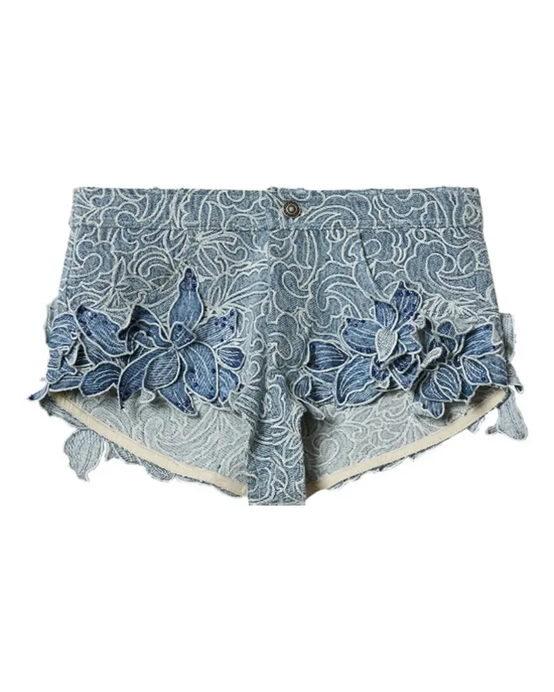 Isabel Marant Odessa Jeans-Shorts mit Blumendetail - Blau Blau