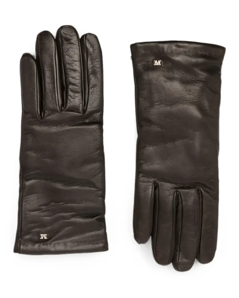 Max Mara Spalato logo-plaque leather gloves - Braun Braun