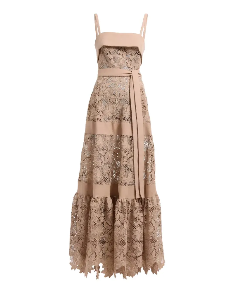 Elie Saab Maxikleid aus Makramee-Spitze - Nude Nude