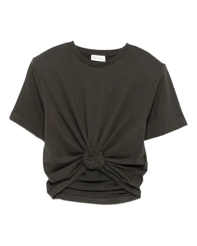 Magda Butrym T-Shirt mit Rosenakzent - Grau Grau