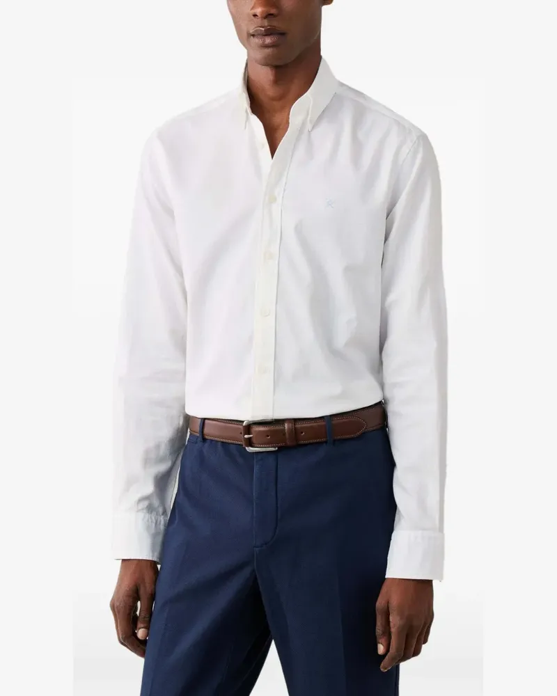 Hackett Stückgefärbtes Oxford-Hemd - Weiß Weiß