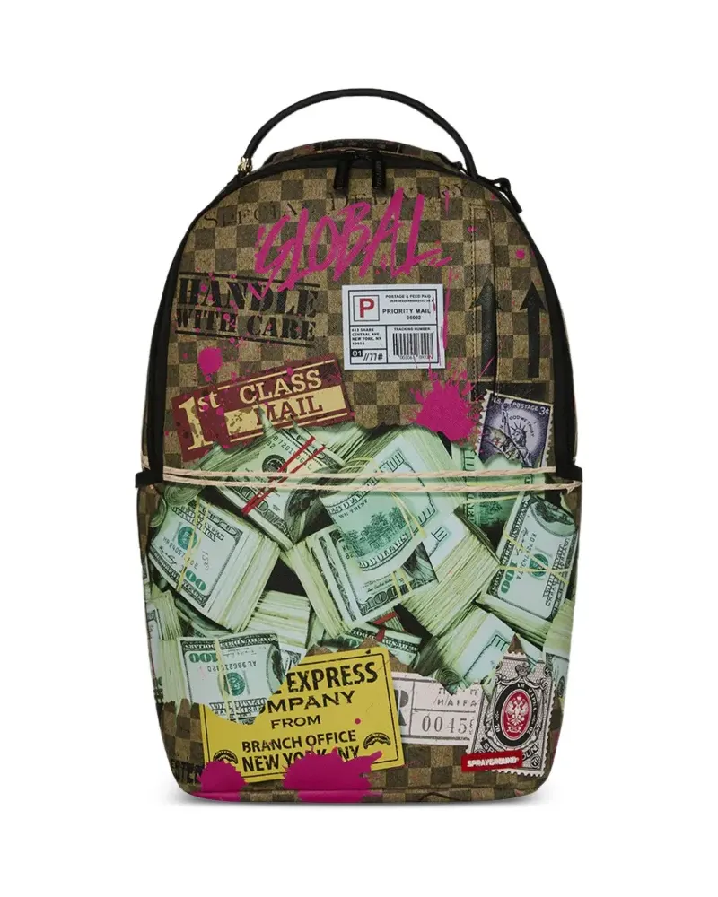 Sprayground money-print checkered backpack - Braun Braun