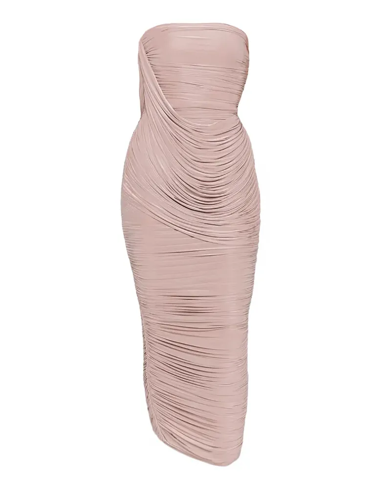 Alex Perry gathered strapless midi dress - Rosa Rosa