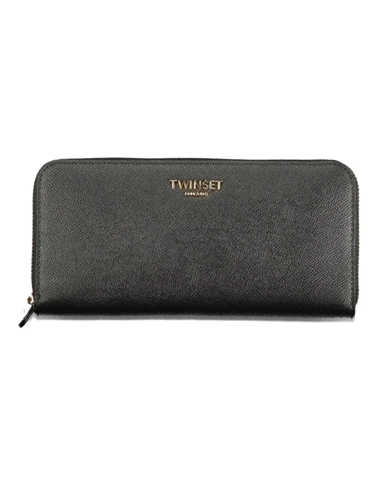 Twin-Set grained zip-around wallet - Schwarz Schwarz