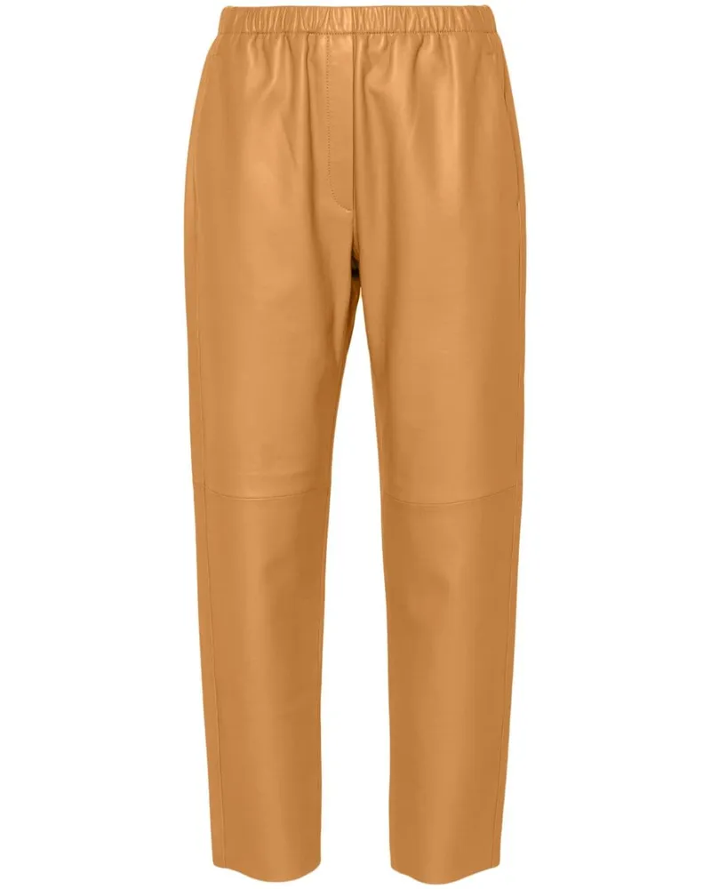 forte_forte Tapered-Hose aus Leder - Nude Nude