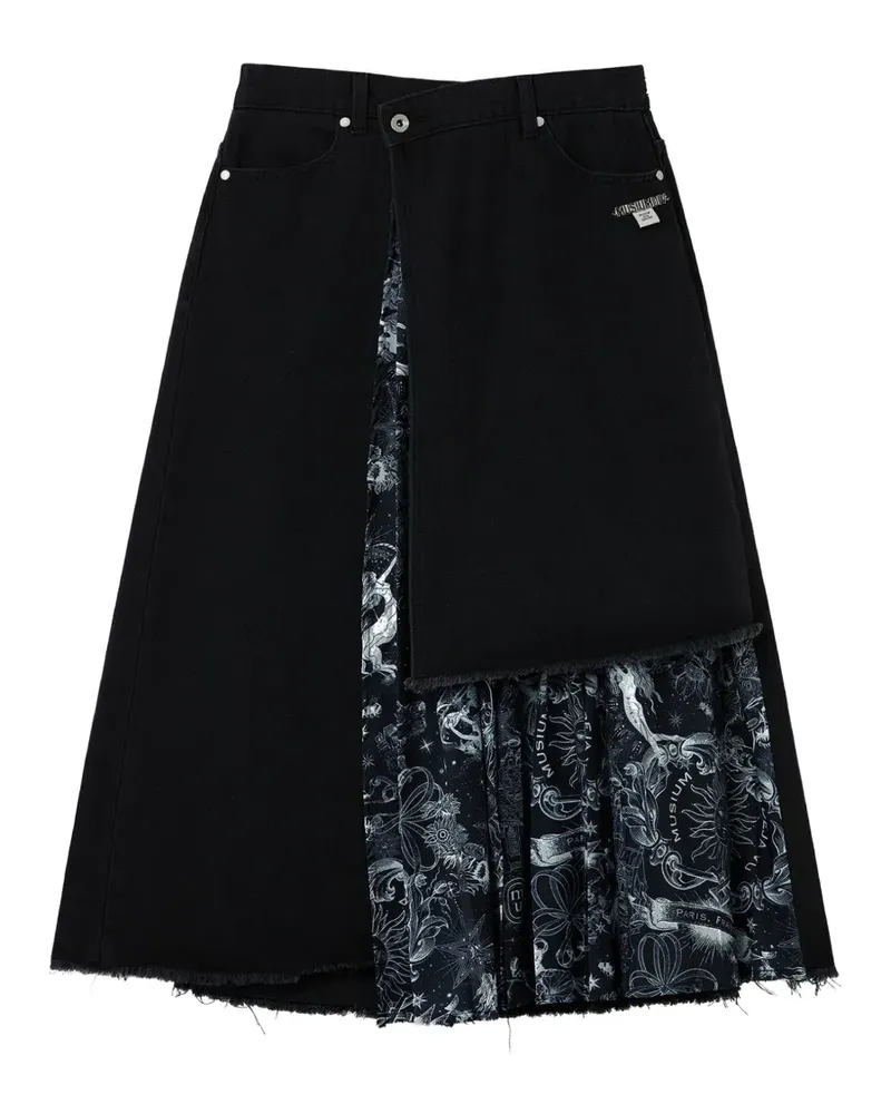 Musium Div. Ausgefranster Jeans-Midirock - Schwarz Schwarz