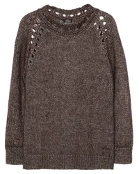 Kiton Pullover mit Lochstrickmuster Braun