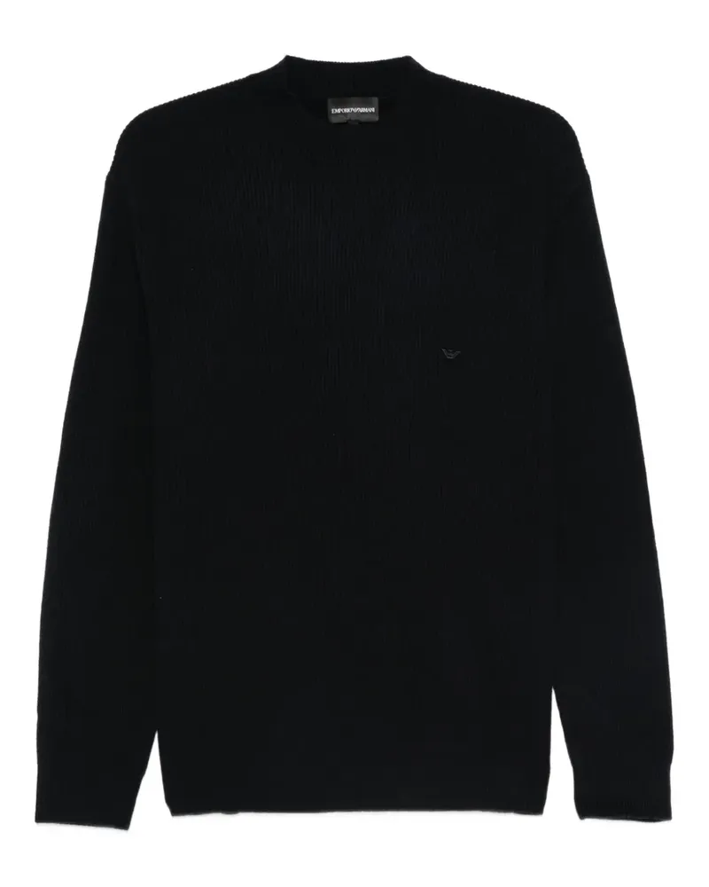 Emporio Armani Rundhals-Pullover aus Kaschmir-Wollgemisch - Blau Blau