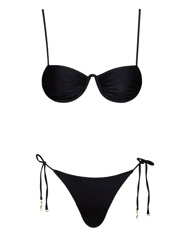 Noire Swimwear Moonwiere Satin-Bikini - Schwarz Schwarz
