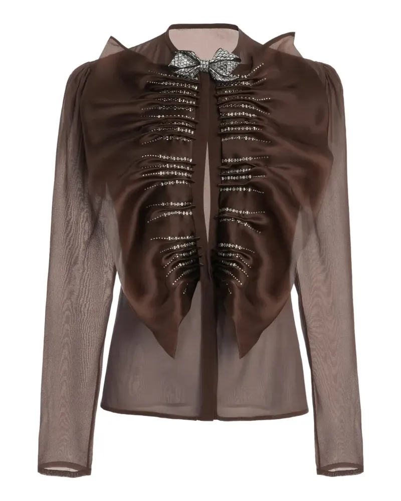 Genny Verzierte Bluse mit Rüschen - Braun Braun