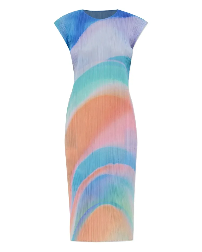 Issey Miyake Faltenkleid in Colour-Block-Optik - Blau Blau