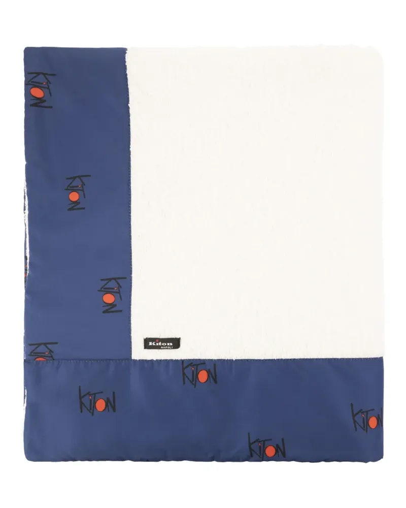 Kiton logo-border beach towel - Weiß Weiß