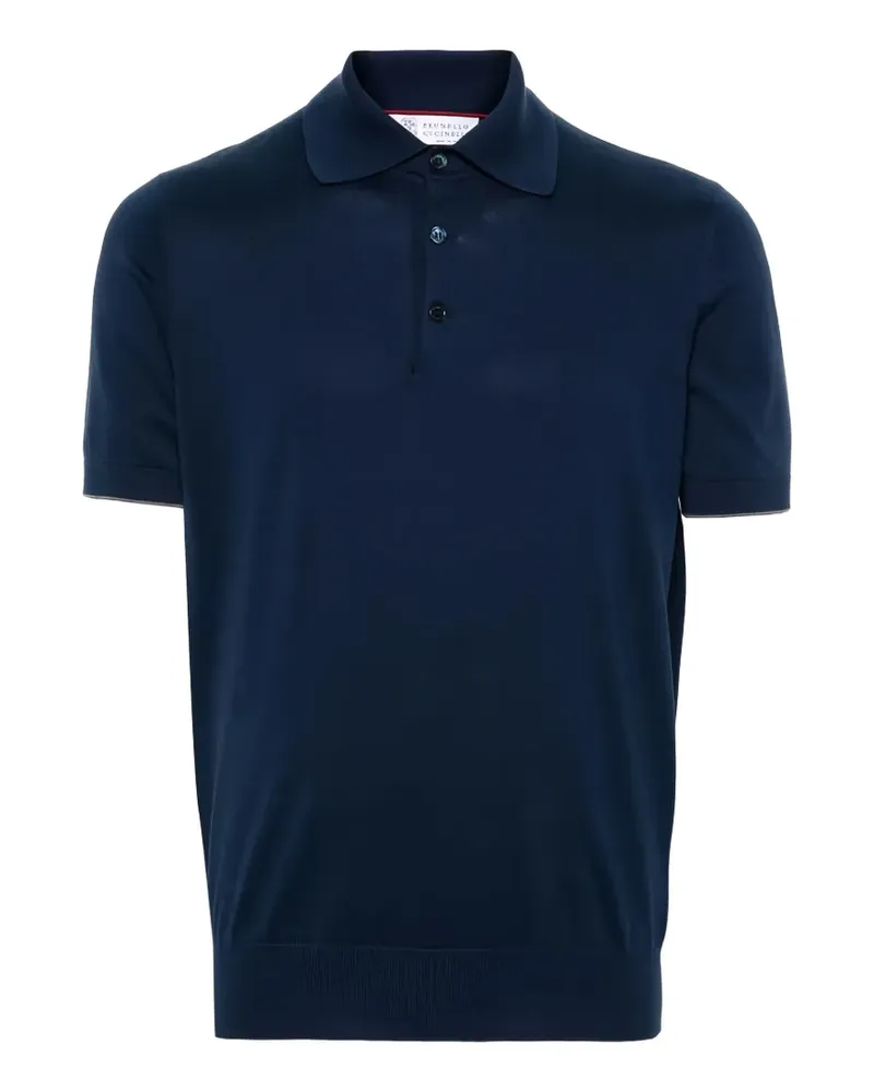 Brunello Cucinelli short-sleeve knitted polo shirt - Blau Blau