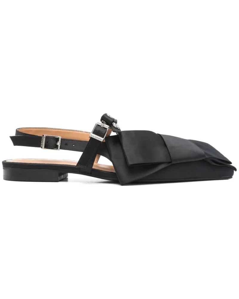 Ganni Big Bow Slingback-Ballerinas - Schwarz Schwarz