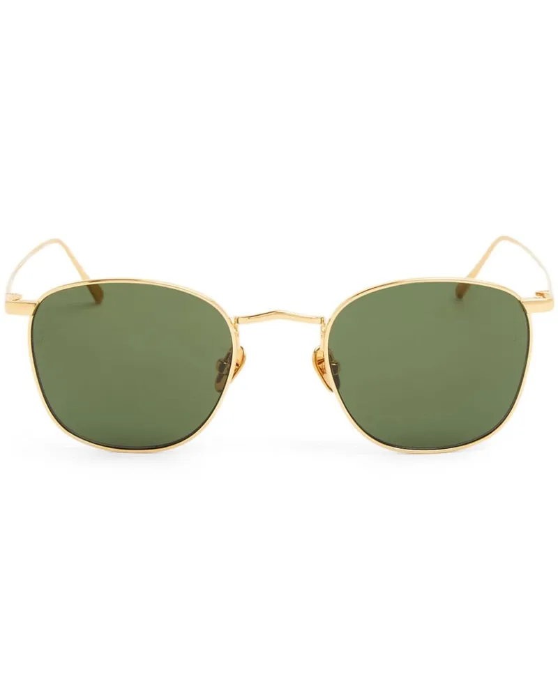 Linda Farrow Sonnenbrille mit eckigem Gestell Gold