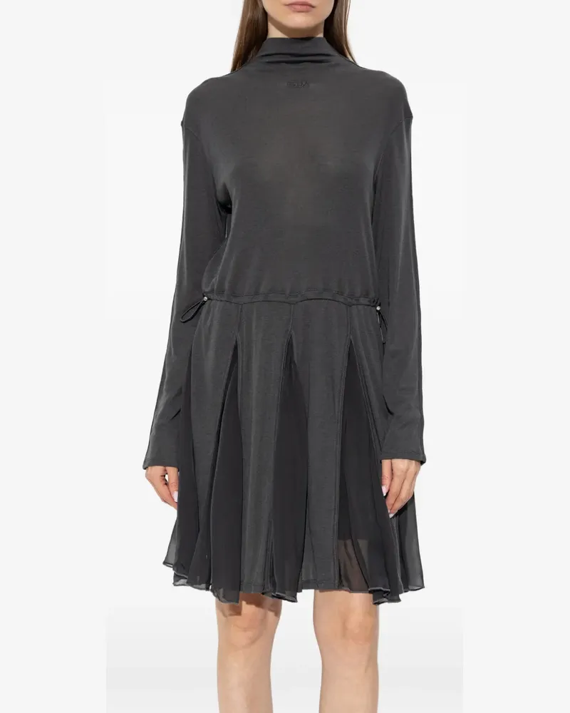 Diesel turtleneck mini dress in jersey and chiffon - Grau Grau