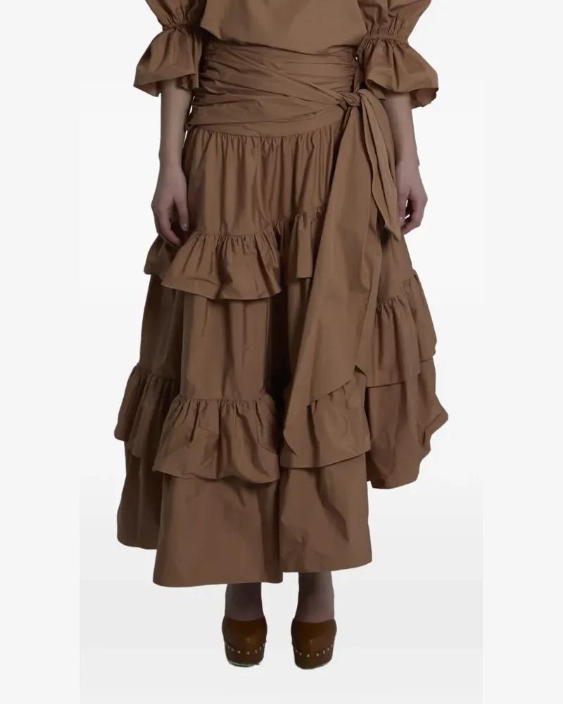 Chloé ruffled tiered midi skirt - Braun Braun