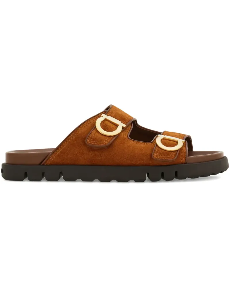 Ferragamo Flache Sandalen mit Riemen - Braun Braun