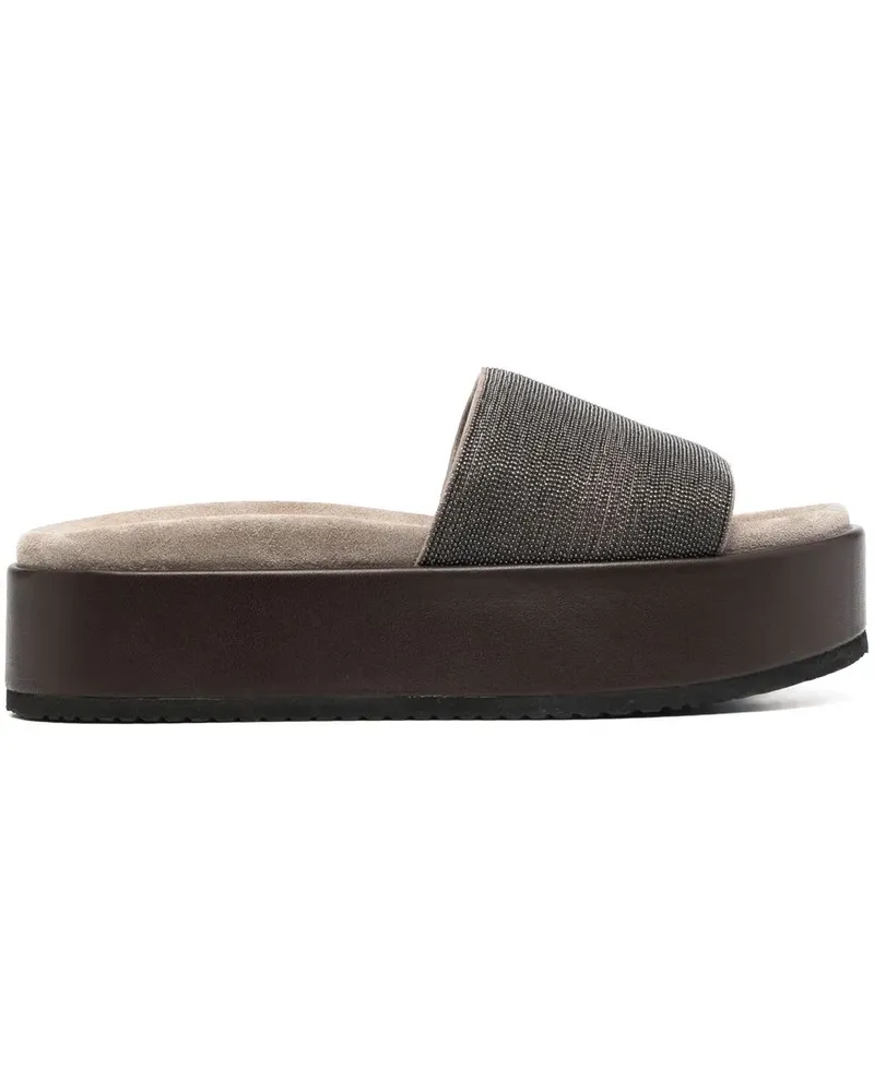 Brunello Cucinelli Pantoletten mit dicker Sohle 50mm - Grau Grau