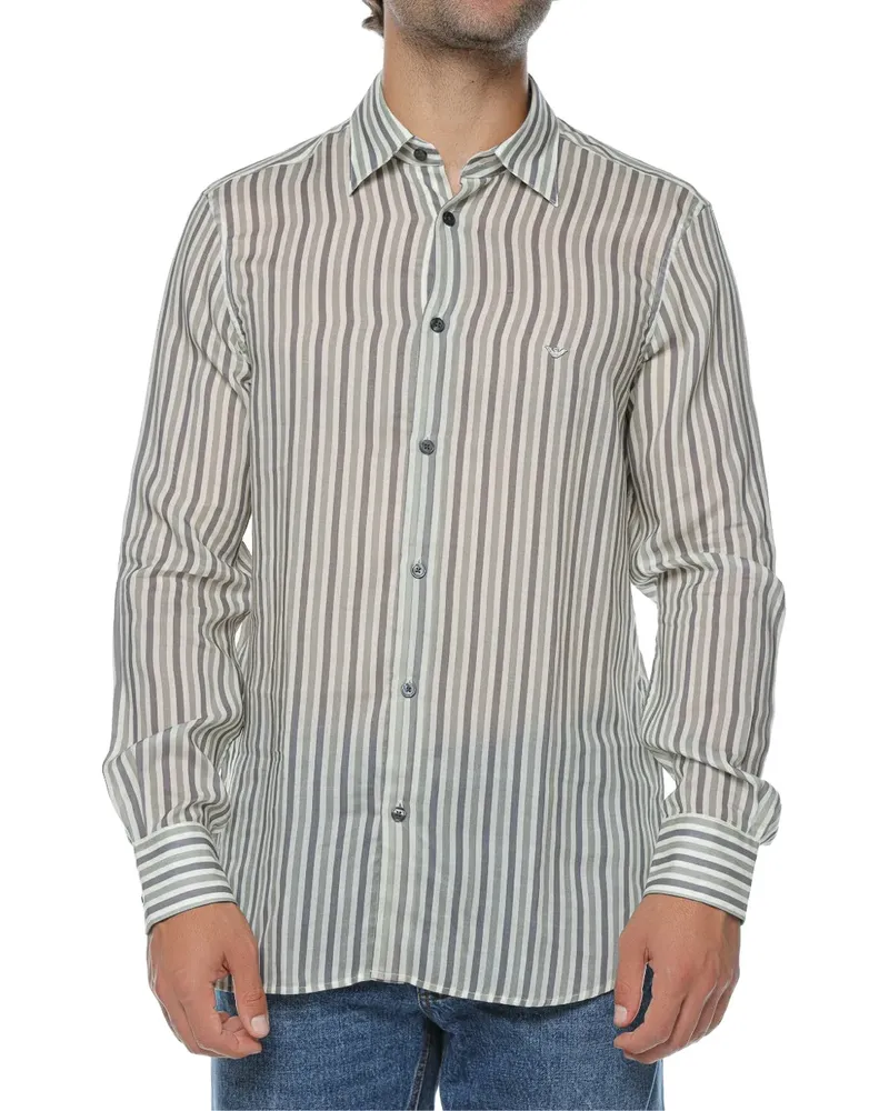Emporio Armani striped long-sleeve shirt - Grau Grau