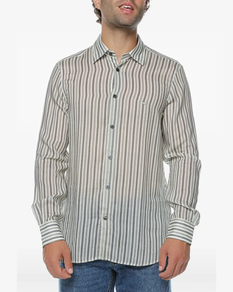 Emporio Armani striped long-sleeve shirt - Grau Grau