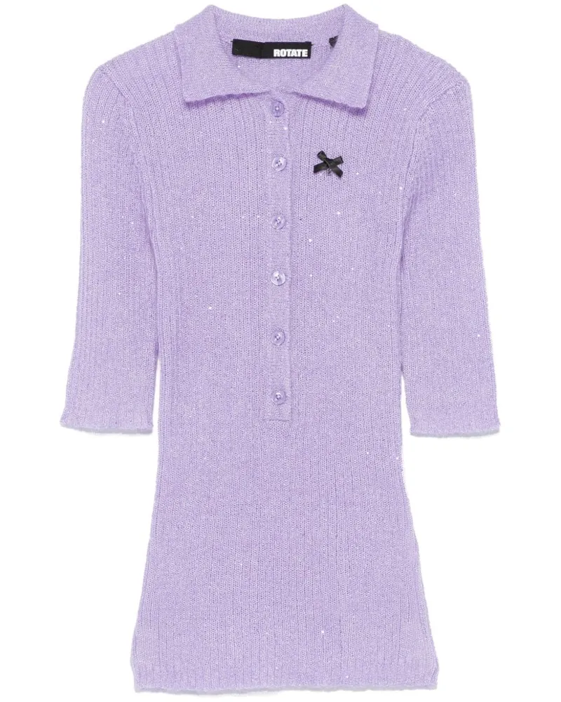 ROTATE Birger Christensen Poloshirt mit Pailletten Violett